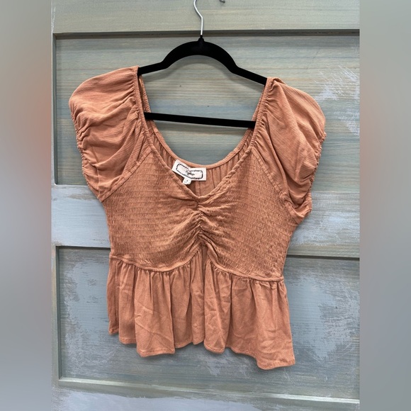 Hippie Rose Tops - Smocked-Bodice V-Neck Top